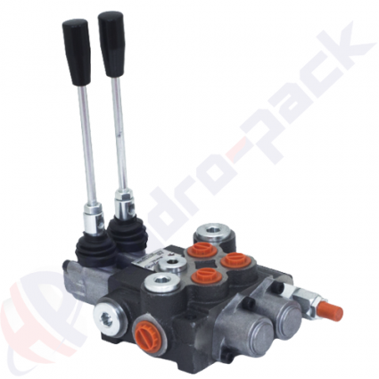 product 40 liter monoblock control valve, 2P40 , two spools , G 3/8" , open center spool , 2P40 A1C1 GKZ1 image thumb
